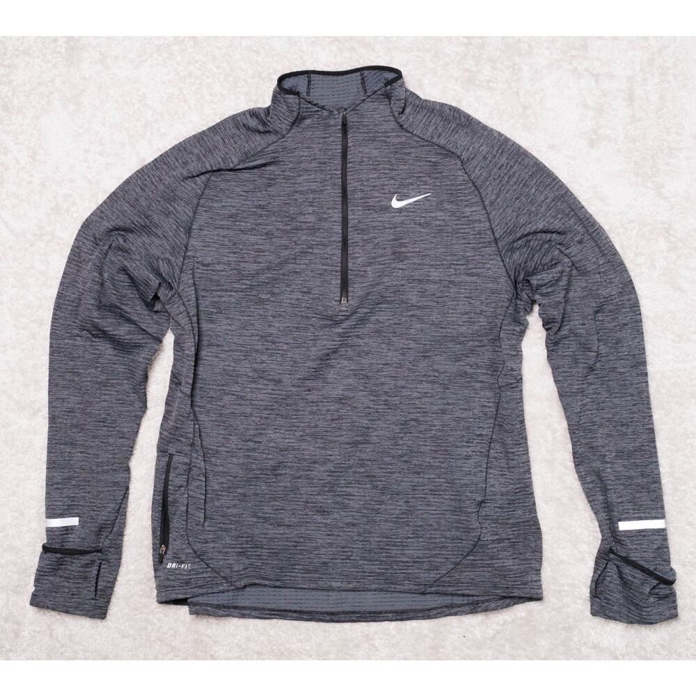 Nike Dri-Fit Element Dark Grey Half Zip Running Fleece Sweatshirt Mens Size L